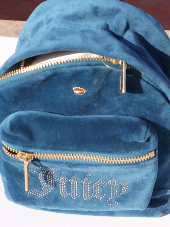 Juicy Couture Teal Velvet Mini Backpack with Crystal Logo main image 6